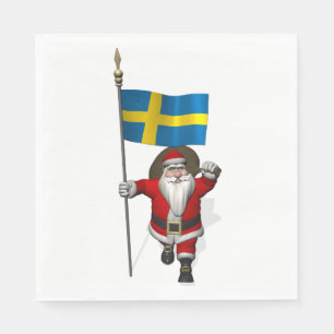 Santa Claus mit der Flagge Schwedens Serviette