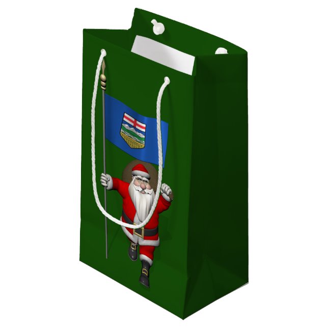 Santa Claus mit der Flagge von Alberta CDN Kleine Geschenktüte (Vorderseite Schrägansicht)
