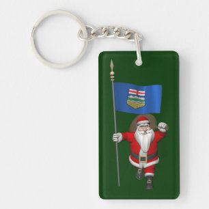Santa Claus mit der Flagge von Alberta CDN Schlüsselanhänger