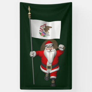 Santa Claus mit der Flagge von Illinois Banner