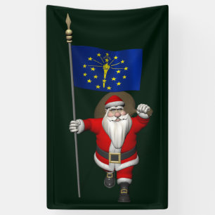 Santa Claus mit der Flagge von Indiana Banner