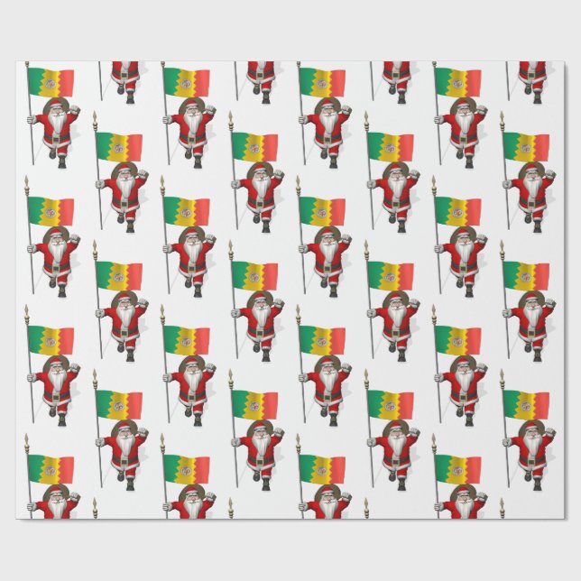 Santa Claus mit der Flagge von Los Angeles Geschenkpapier (Flach)
