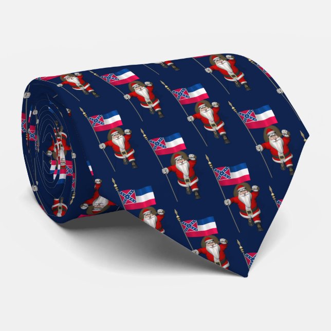 Santa Claus mit der Flagge von Mississippi Krawatte (Gerollt)