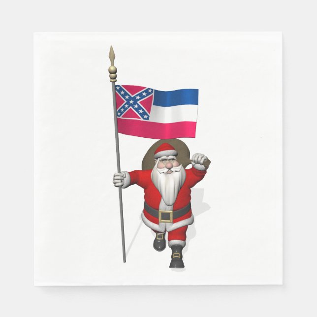 Santa Claus mit der Flagge von Mississippi Serviette (Vorderseite)