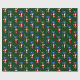 Santa Claus mit der Flagge von Montana Geschenkpapier