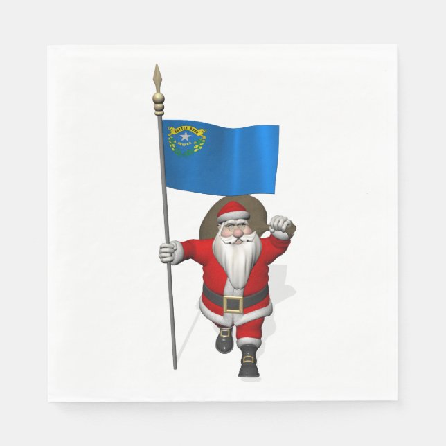 Santa Claus mit der Flagge von Nevada Serviette (Vorderseite)