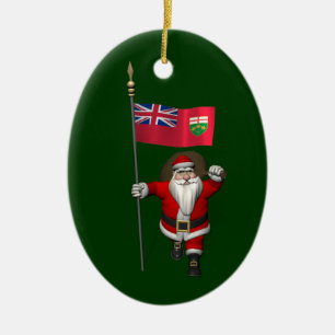 Santa Claus mit der Flagge von Ontario CDN Keramikornament