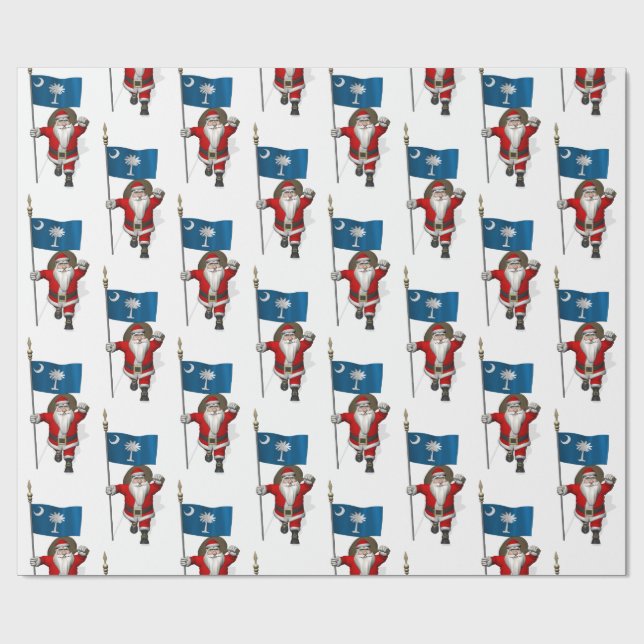 Santa Claus mit der Flagge von South Carolina Geschenkpapier (Flach)