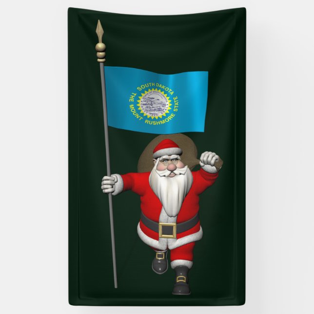 Santa Claus mit der Flagge von South Dakota Banner (Vertikal)