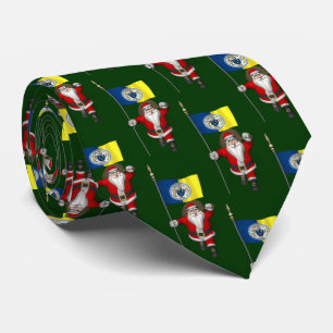 Santa Claus mit der Flagge von Trenton NJ Krawatte