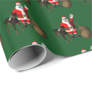 Santa Claus mit Doberman Pinscher Geschenkpapier