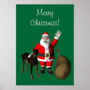 Santa Claus mit Doberman Pinscher Poster