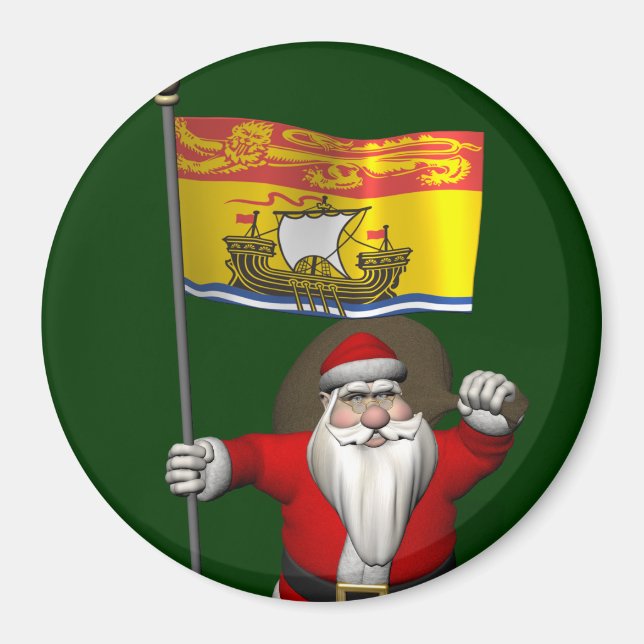 Santa Claus mit Fahne von New Brunswick CDN Magnet (Vorne)
