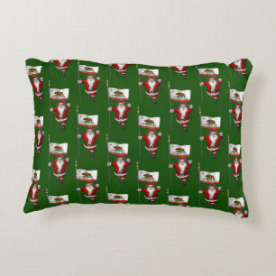 Santa Claus mit Flagge Kaliforniens Zierkissen