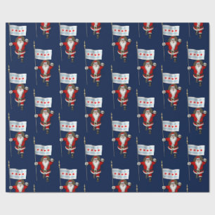 Santa Claus mit Flagge von Chicago Geschenkpapier