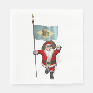 Santa Claus mit Flagge von Delaware Serviette