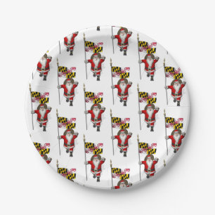 Santa Claus mit Flagge von Maryland Pappteller