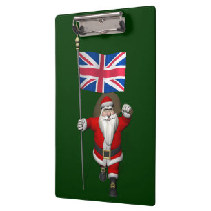 Santa Claus mit Gewerkschaft-Flagge des Vereinigte Klemmbrett