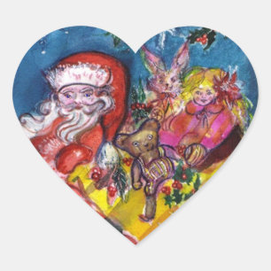 SANTA CLAUS MIT GIFTS Herz Herz-Aufkleber