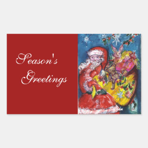 SANTA CLAUS MIT GIFTS RECHTECKIGER AUFKLEBER