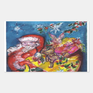 SANTA CLAUS MIT GIFTS RECHTECKIGER AUFKLEBER