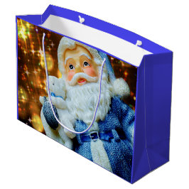 Santa Claus mit Gold Sparkle Geschenktasche Große Geschenktüte