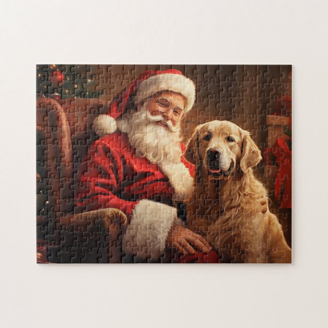 Santa Claus mit Golden Retriever (Horizontal)