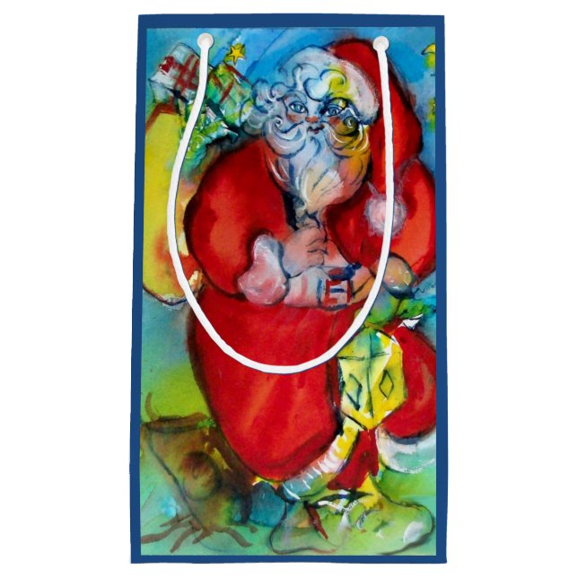 SANTA CLAUS MIT LANTERIN IN DER CHRISTMAS-NACHT KLEINE GESCHENKTÜTE (Vorderseite)
