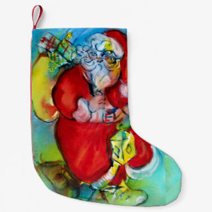 SANTA CLAUS MIT LANTERN IN DER CHRISTMAS-NACHT KLEINER WEIHNACHTSSTRUMPF