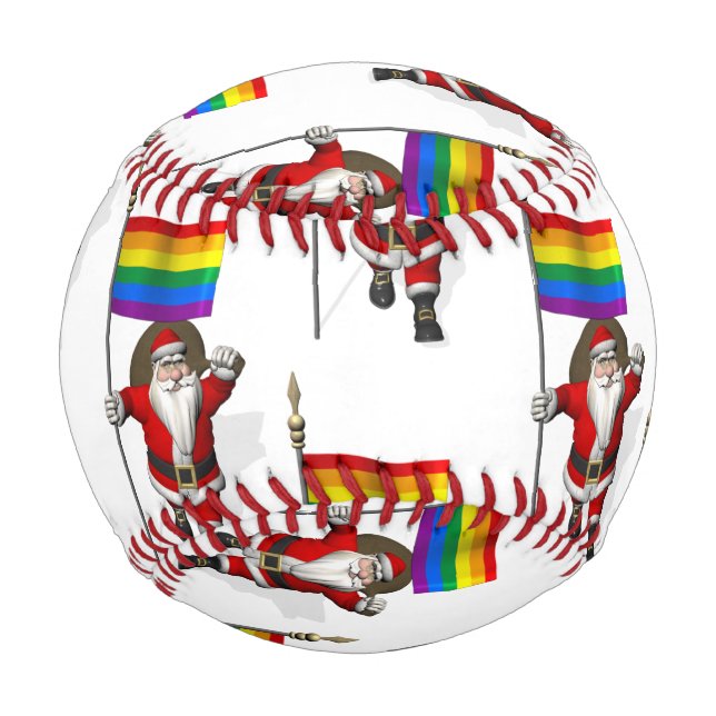 Santa Claus mit Regenbogenflagge Baseball (Rückseite)