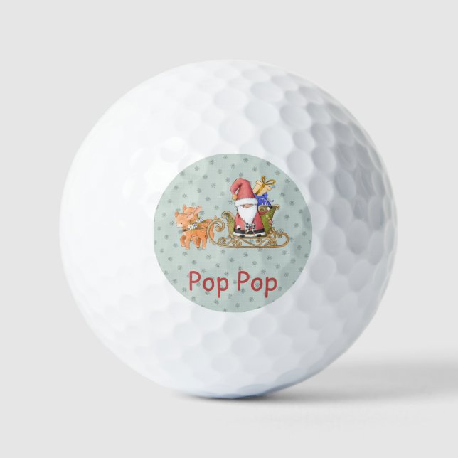 Santa Claus mit Rentier und Sleigh Custom Golfball (Vorderseite)