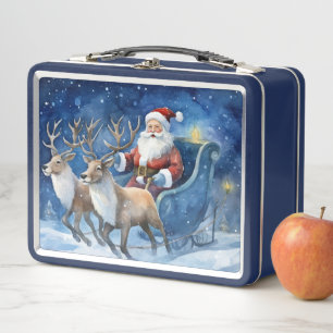 Santa Claus mit Rentierschlitten in einer schneela Metall Brotdose