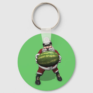 Santa Claus mit riesiger Wassermelone Schlüsselanhänger
