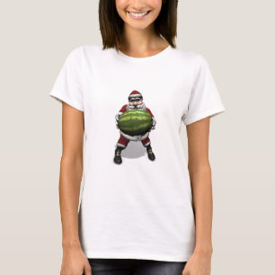 Santa Claus mit riesiger Wassermelone T-Shirt