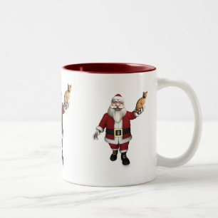 Santa Claus mit rotem Tabby Zweifarbige Tasse