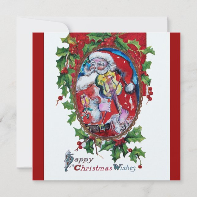 SANTA CLAUS MIT VIOLIN - CHRISTMAS PARTY EINLADUNG (Vorderseite)