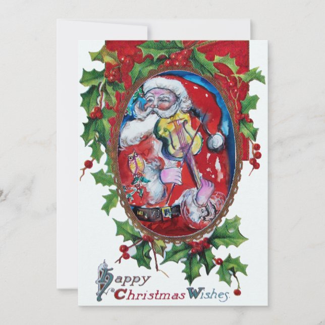 SANTA CLAUS MIT VIOLIN - CHRISTMAS PARTY EINLADUNG (Vorderseite)