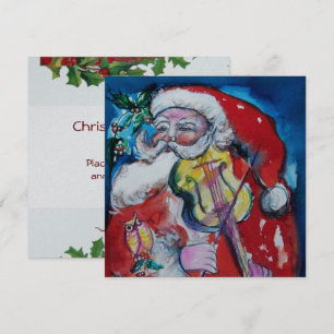 SANTA CLAUS MIT VIOLIN - CHRISTMAS PARTY Silber Einladung