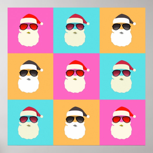 Santa Claus moderne neon multicolor Foto Collage Poster (Vorne)