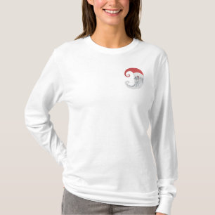Santa Claus Moon Besticktes Langarmshirt
