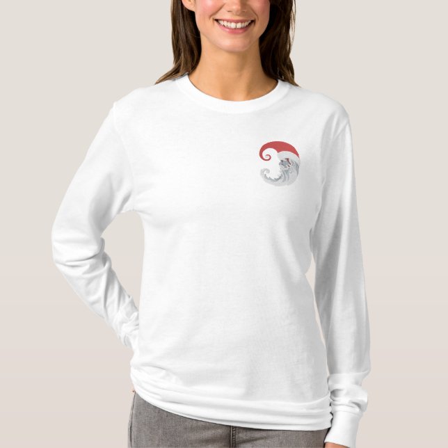 Santa Claus Moon Besticktes Langarmshirt (Vorderseite)