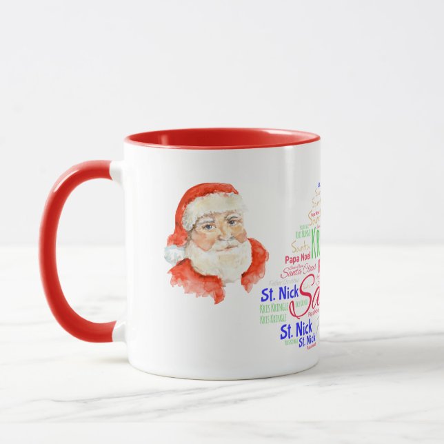 Santa Claus Mot de Noël Art Café Mug (Gauche)
