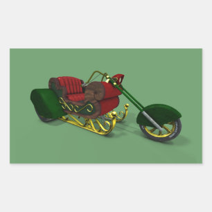 Santa Claus Motor Trike Sledge Rechteckiger Aufkleber
