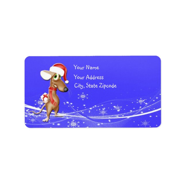 Santa Claus Mouse Weihnachten Adressaufkleber (Vorne)