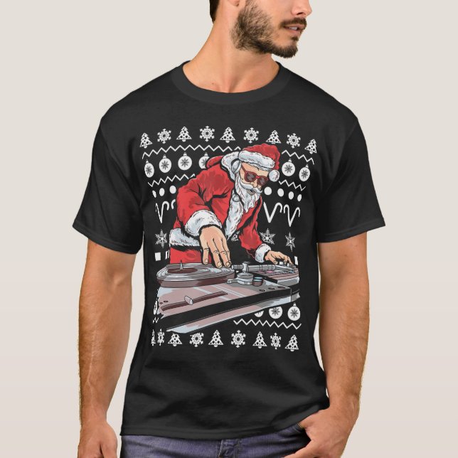 Santa Claus Music DJ Tacky Christmas Ugly Xmas T-S T-Shirt (Vorderseite)