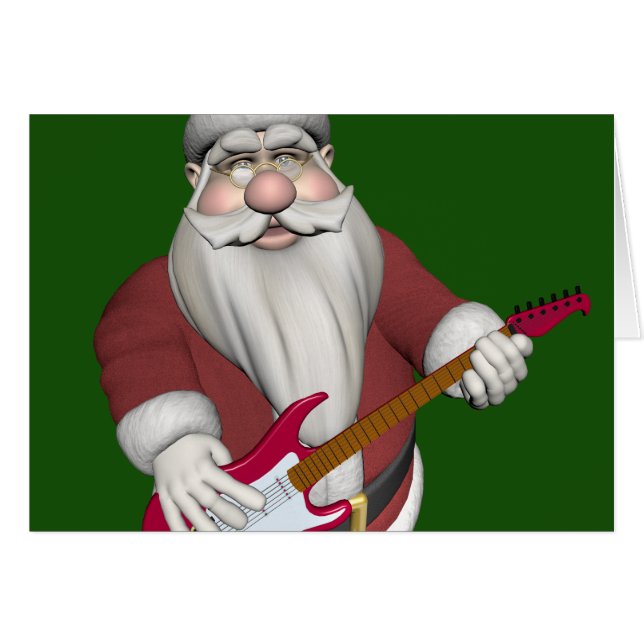 Santa Claus Musical Avec Guitare Électrique Rouge (Devant horizontal)