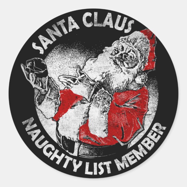 Santa Claus Naughty List Mitglied Runder Aufkleber (Vorderseite)