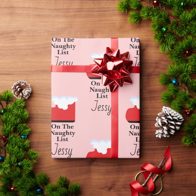 Santa Claus Naughty List Sock Christmas Gift Geschenkpapier (Feiertagsgeschenk)