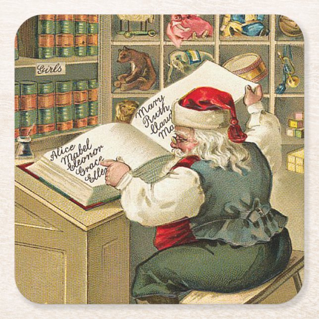 Santa Claus Naughty Nice List Weihnachten Rechteckiger Pappuntersetzer (Vorderseite)