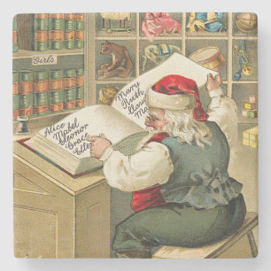 Santa Claus Naughty Nice List Weihnachten Steinuntersetzer